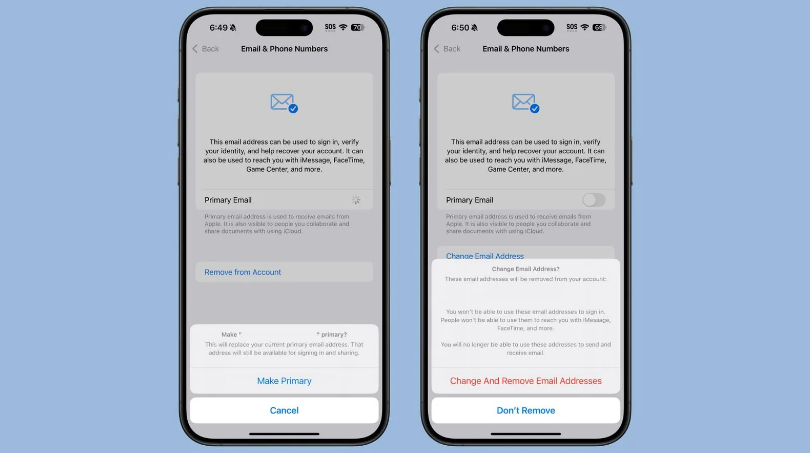 汇川苹果手机维修分享苹果 iOS 18.1 支持设置“主要”邮箱地址并更改 iCloud 邮箱 